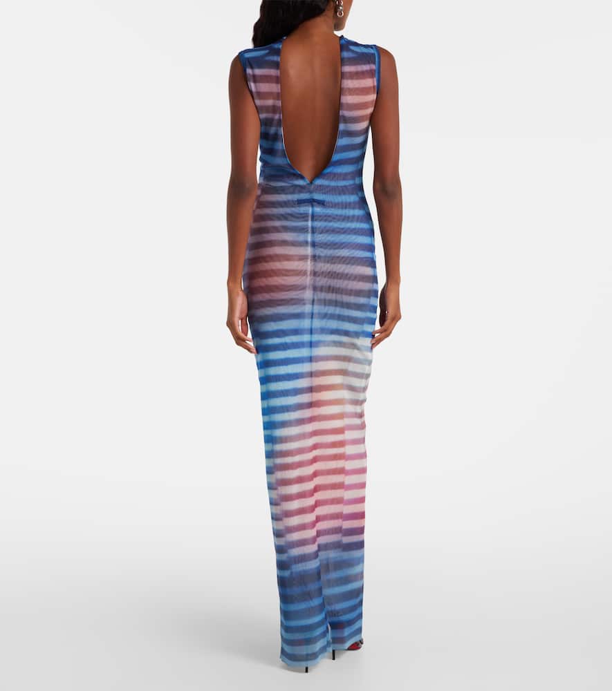 Air striped tulle maxi dress