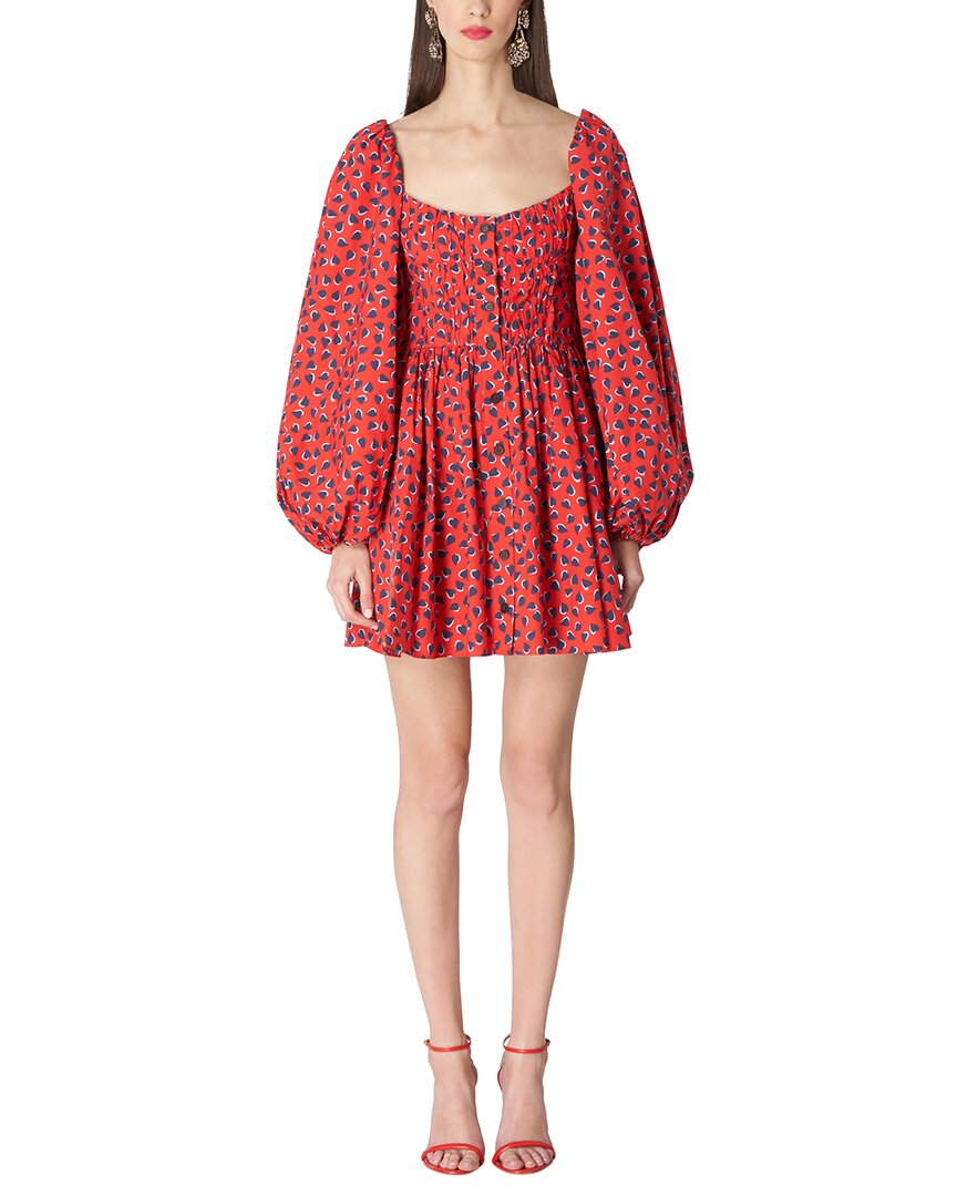 Button Front Balloon Sleeve Mini Dress