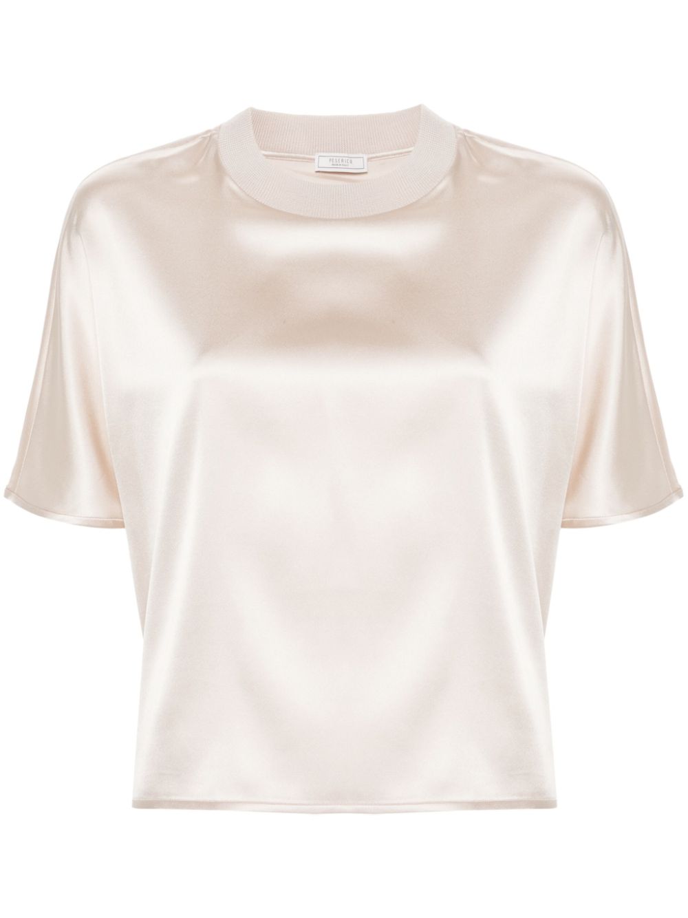 Crew-neck satin blouse - Gold