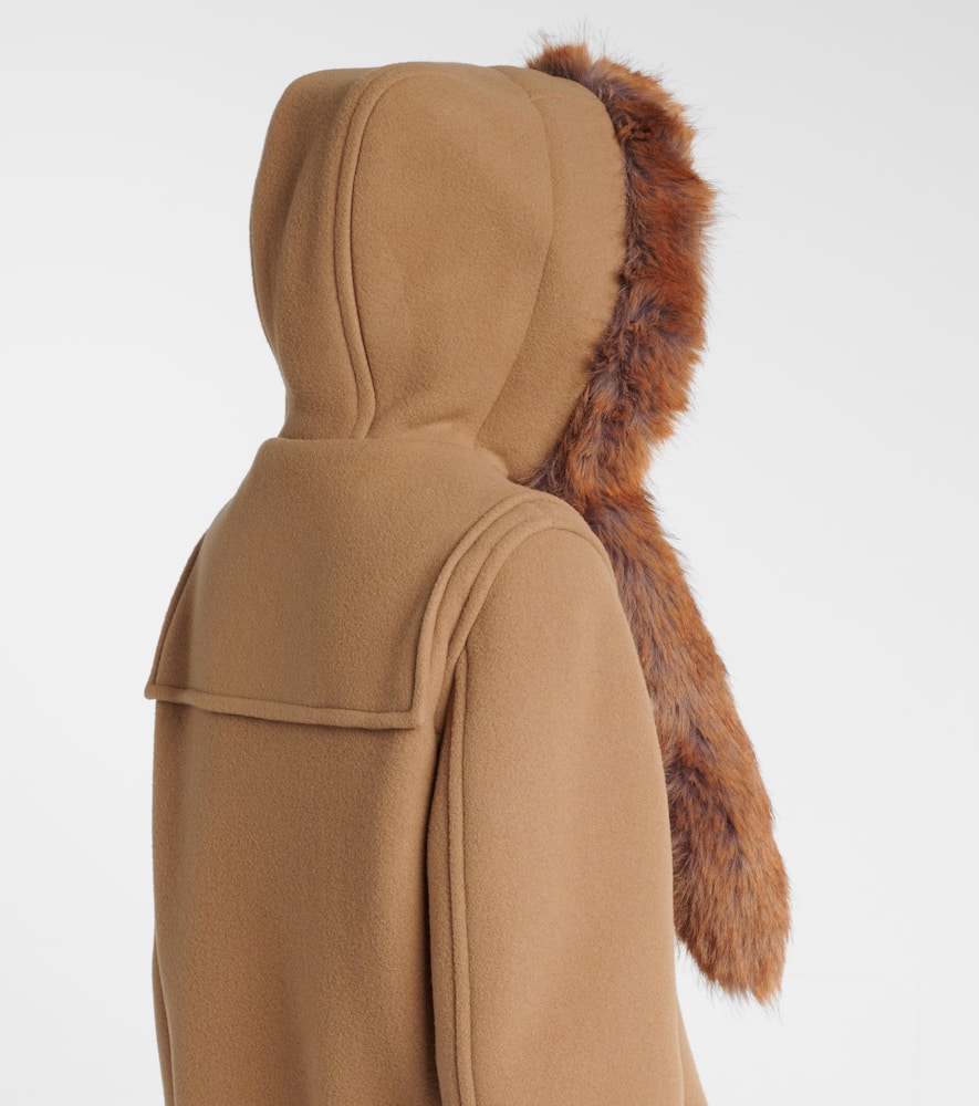 Burberry Faux fur-trimmed wool coat