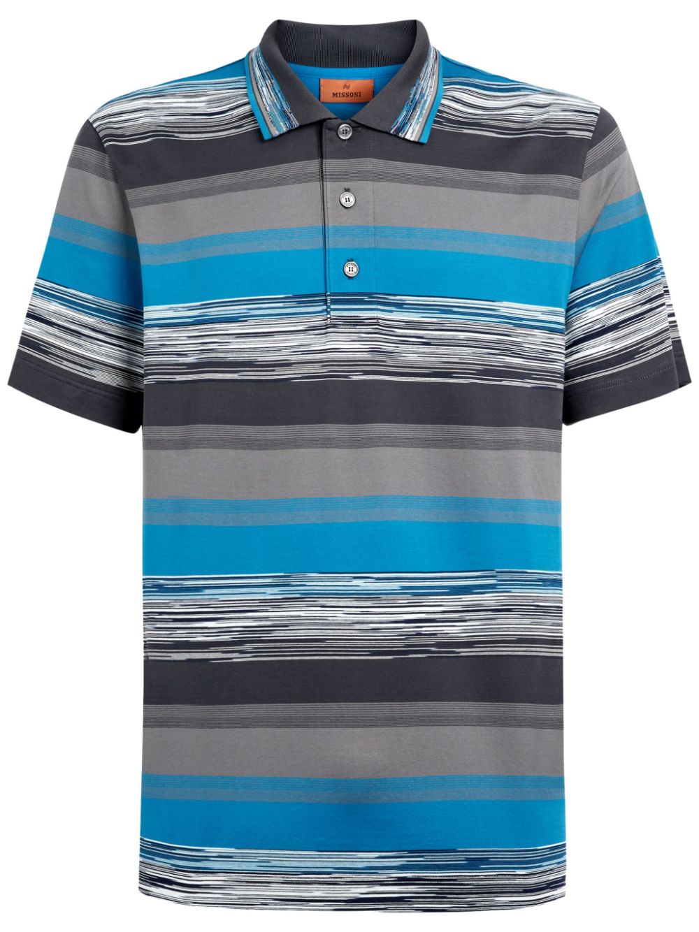 Gradient-stripe cotton polo shirt - Blue