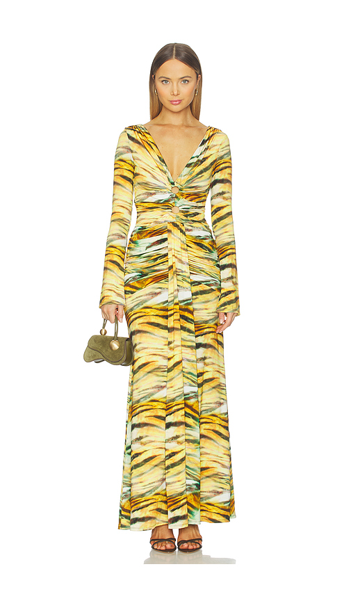 AFRM Iko Dress in Citron Tiger. XXS also in 1X, L, M, S