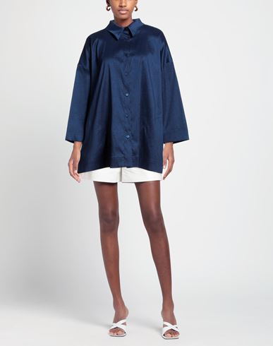 Rossopuro Woman Shirt Navy Size S Polyester, Nylon, Elastane