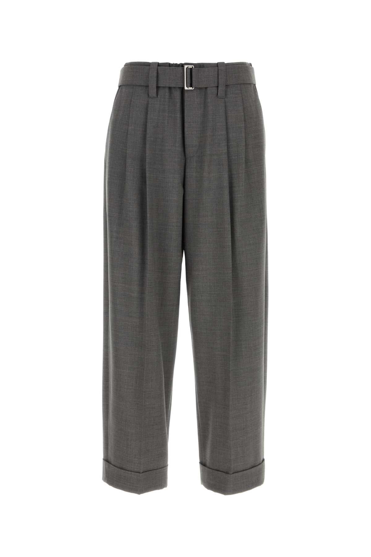 Stretch Virgin Wool Blend Trousers — Gray