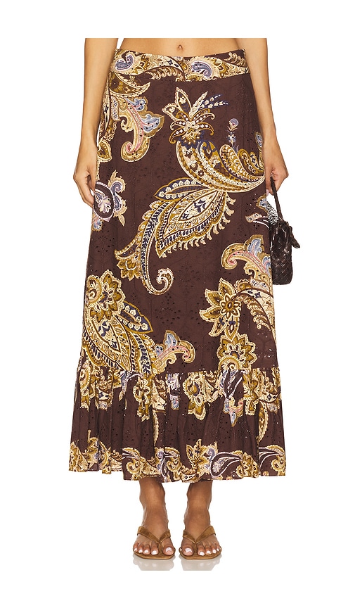 HEMANT AND NANDITA A Line Ankle Length Skirt in Chocolate. Größe XL. Also in L, M
