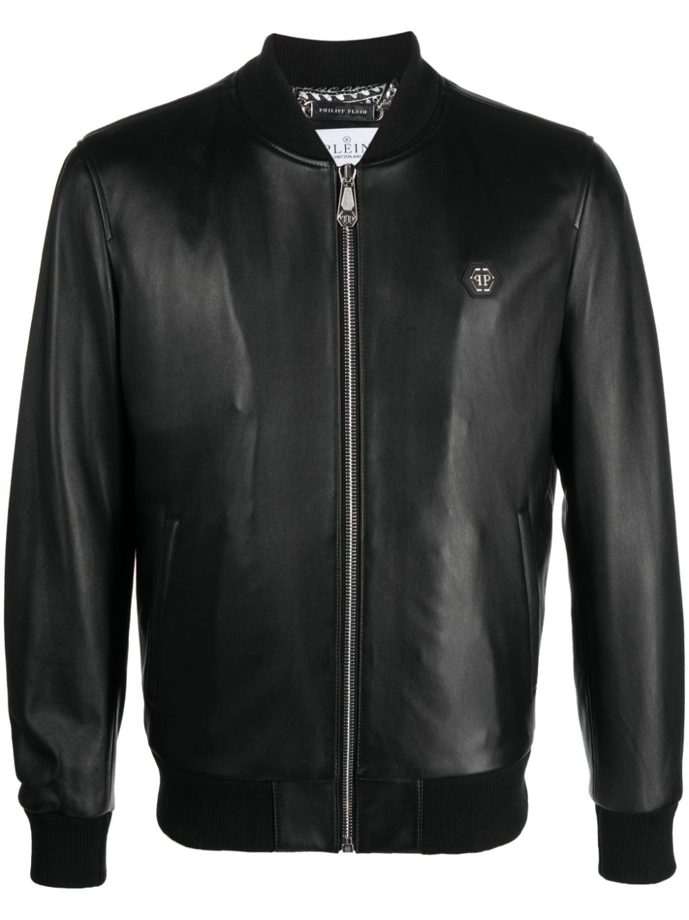Bomber leather jacket - Black