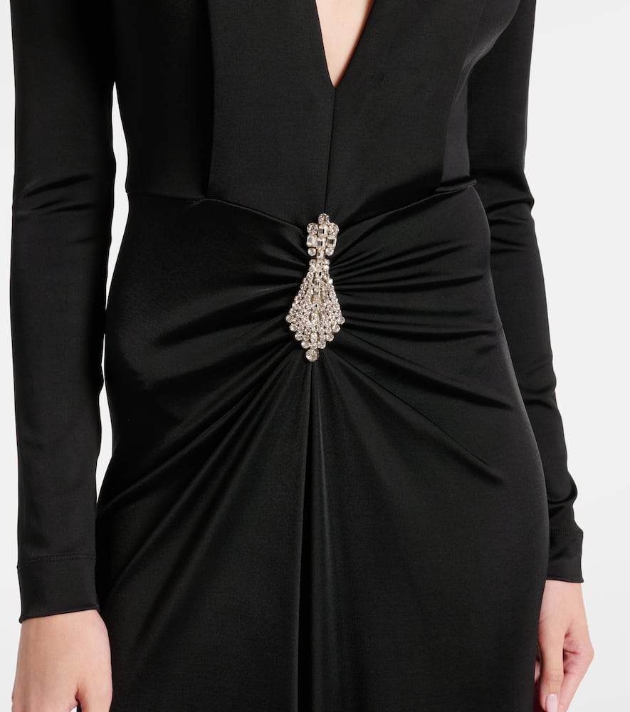 Embellished gathered crêpe gown