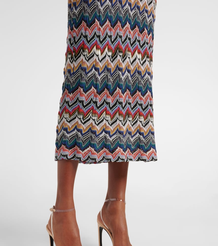 Zigzag lamé midi dress