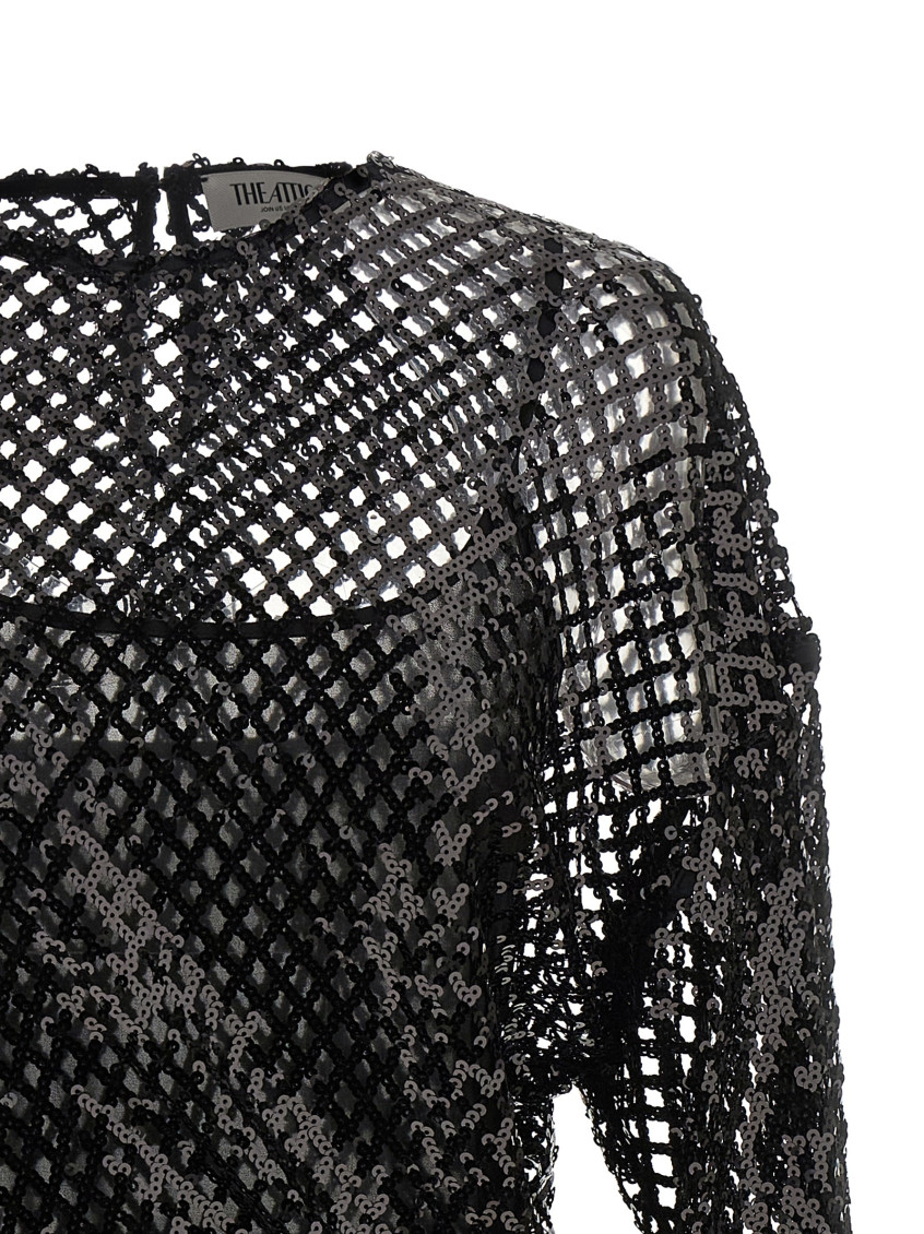 Sequin Mesh Dress Dresses Black