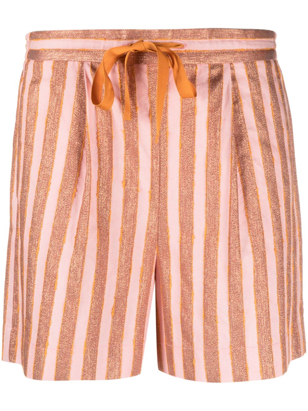 Metallic-threading striped shorts - Pink