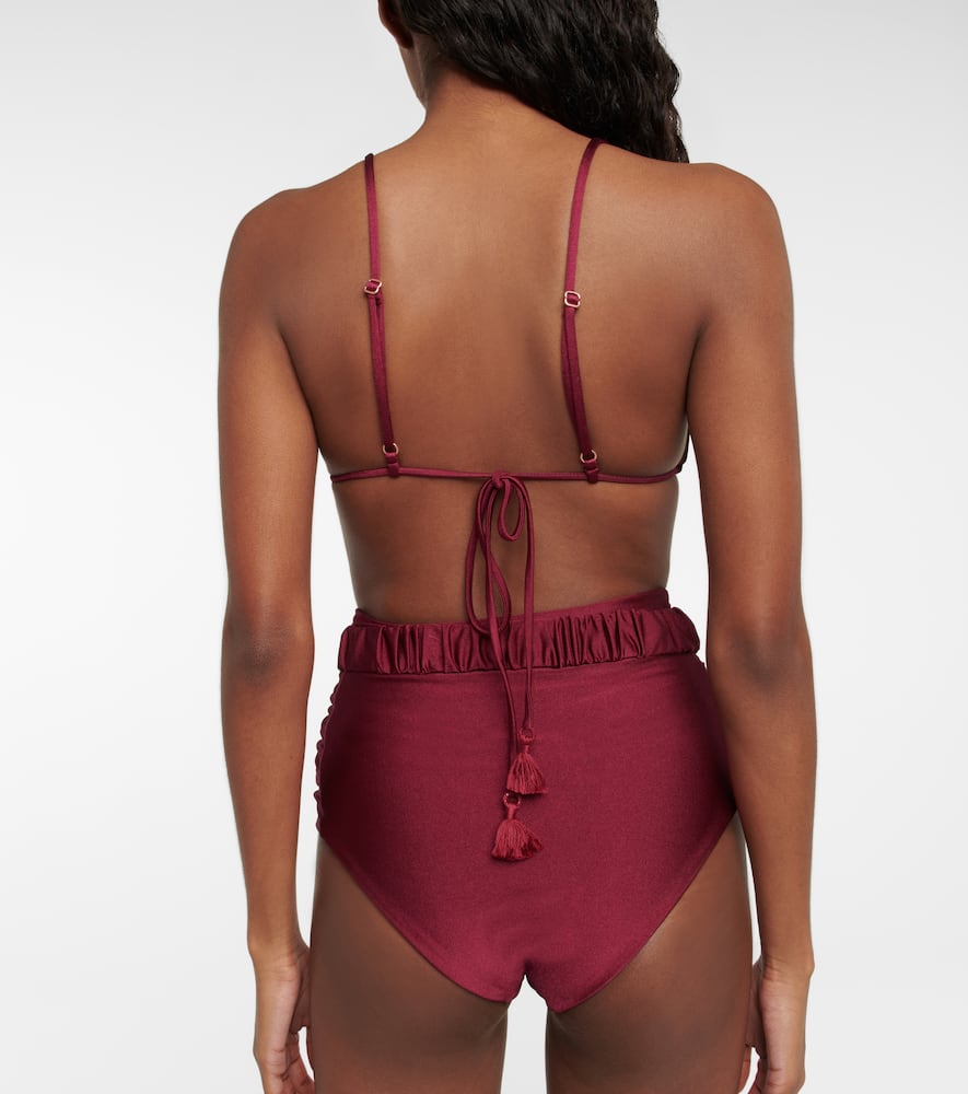 High-rise belted bikini bottoms