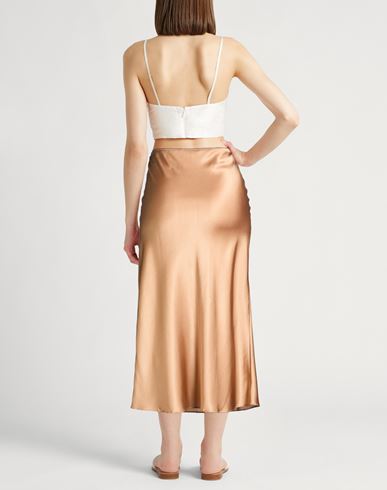 Woman Maxi skirt Camel Size L Silk, Elastane