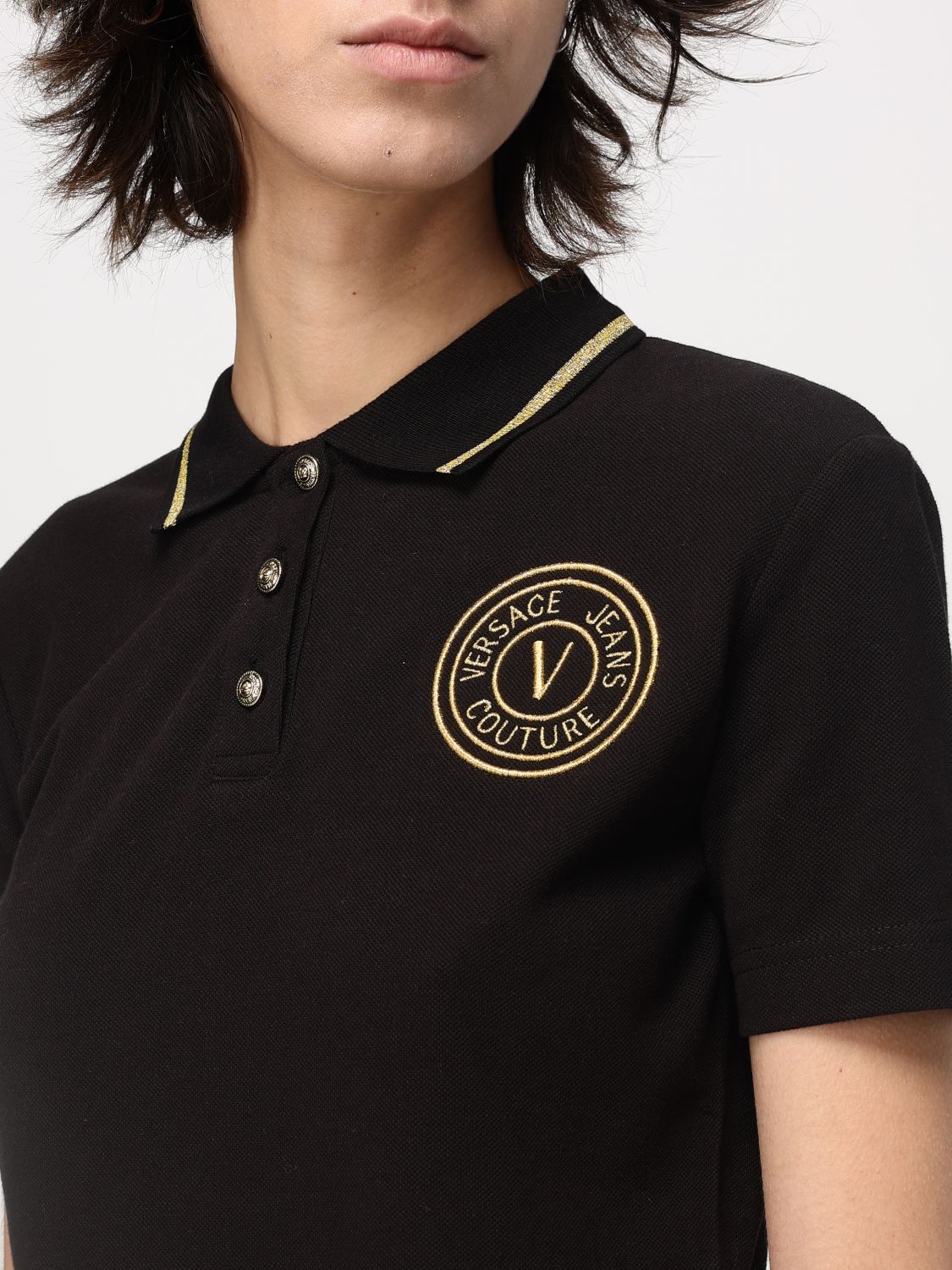 Embroidered-logo cotton polo shirt - Black