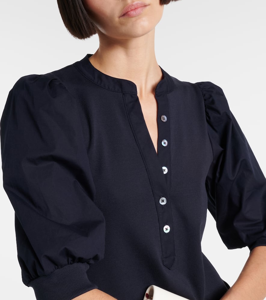 Veronica Beard Coralee puff-sleeve cotton-blend top