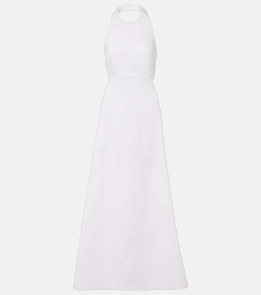 Halterneck cotton-blend maxi dress