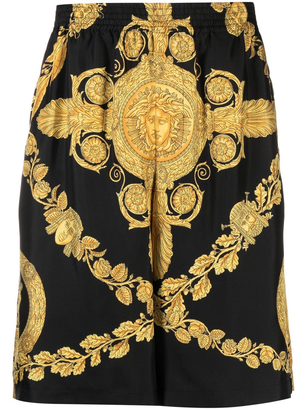 Barocco-print silk shorts - Black