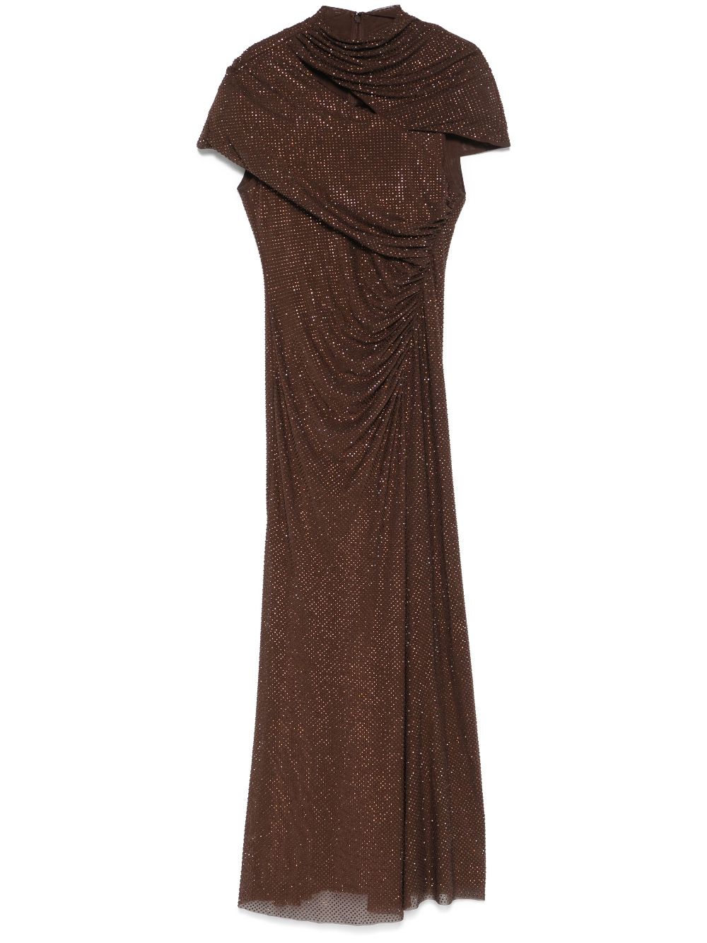 Rhinestone cut-out midi dress - Brown