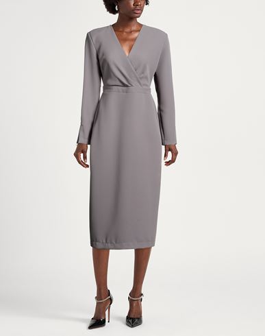 Woman Midi dress Grey Size 10 Polyester