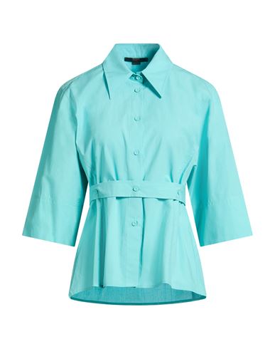 Woman Shirt Turquoise Size 12 Cotton