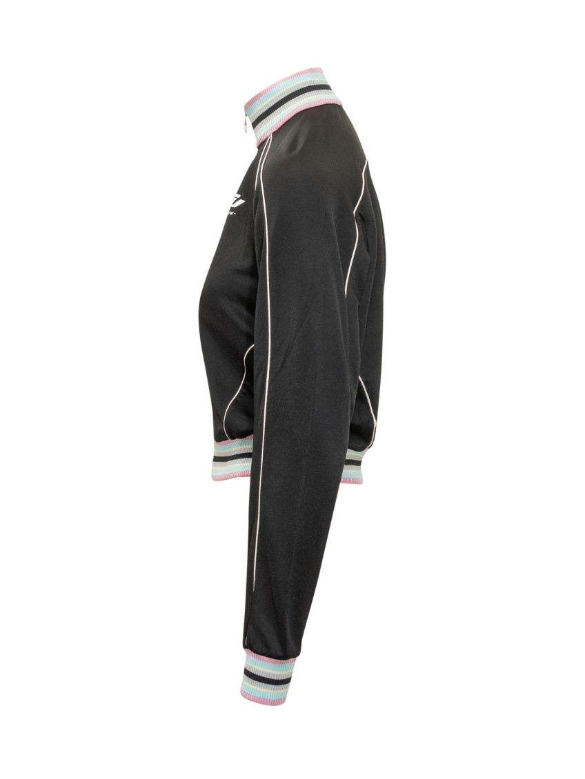 Black Solid Mock Collar Jacket