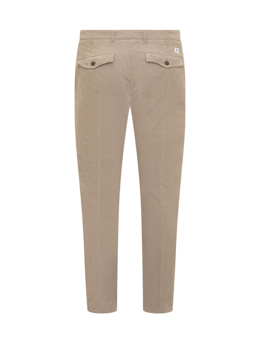 Beige Pleated Chino Pants