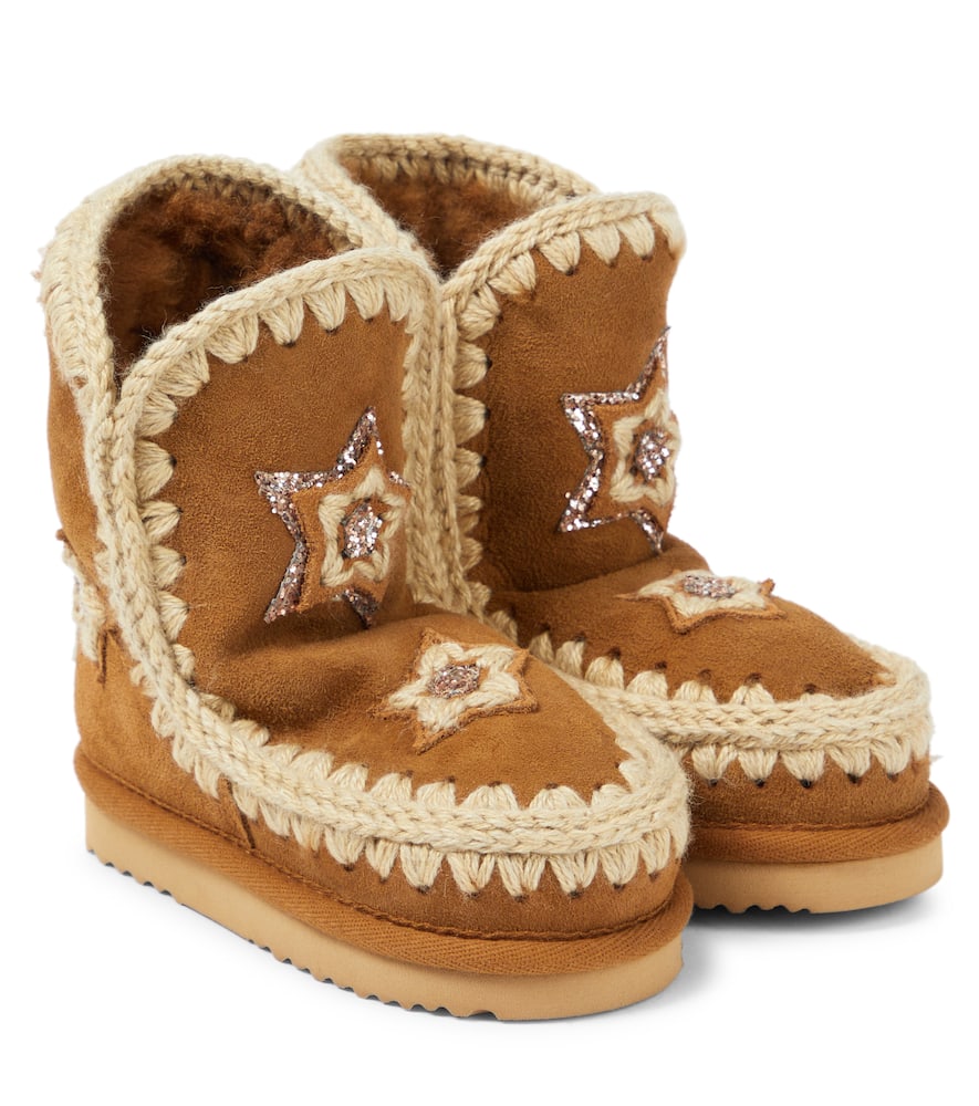 Mou Kids Shearling suede ankle boots