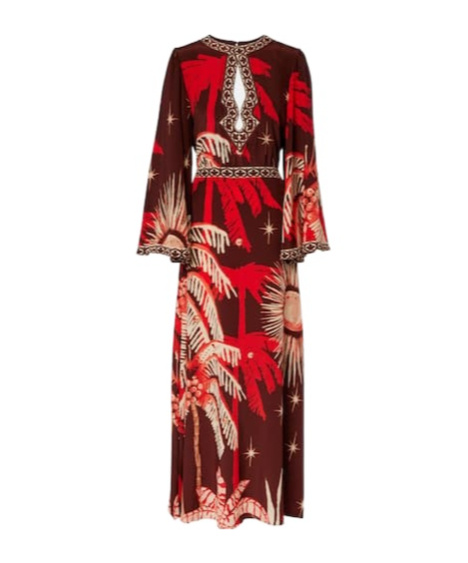 Printed silk maxi dress