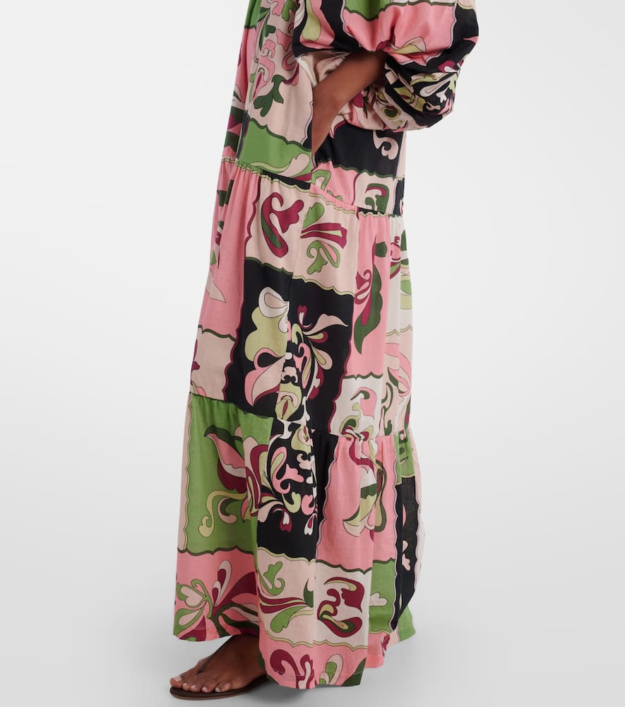 Printed off-shoulder cotton maxi dress