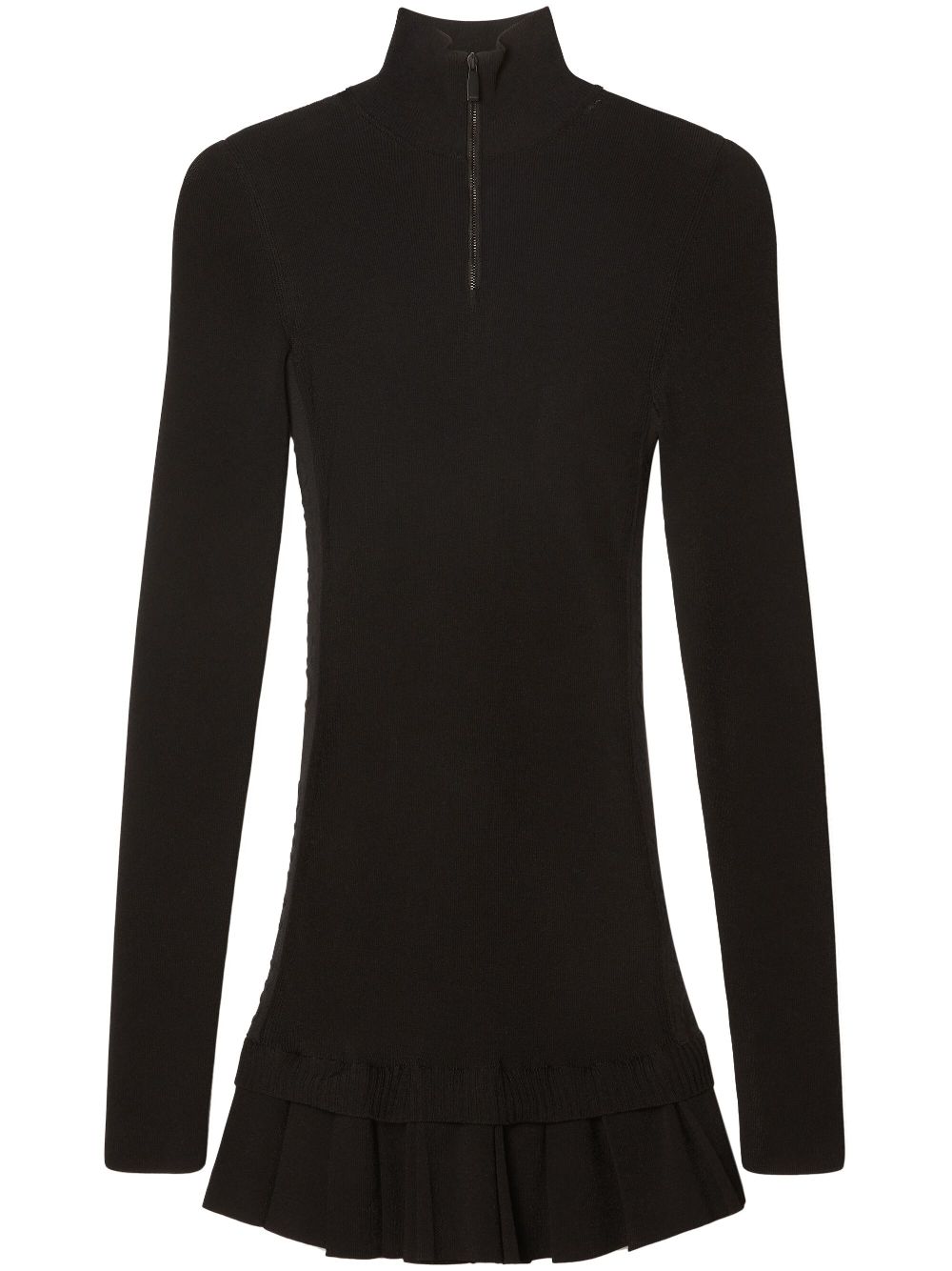 High-neck pleated knitted minidress - Black
