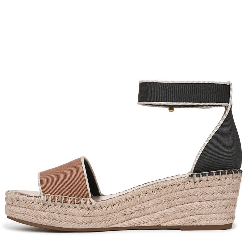 Women's Pela Espadrille Wedge Sandals (Tan/Black Twill Fabric)
