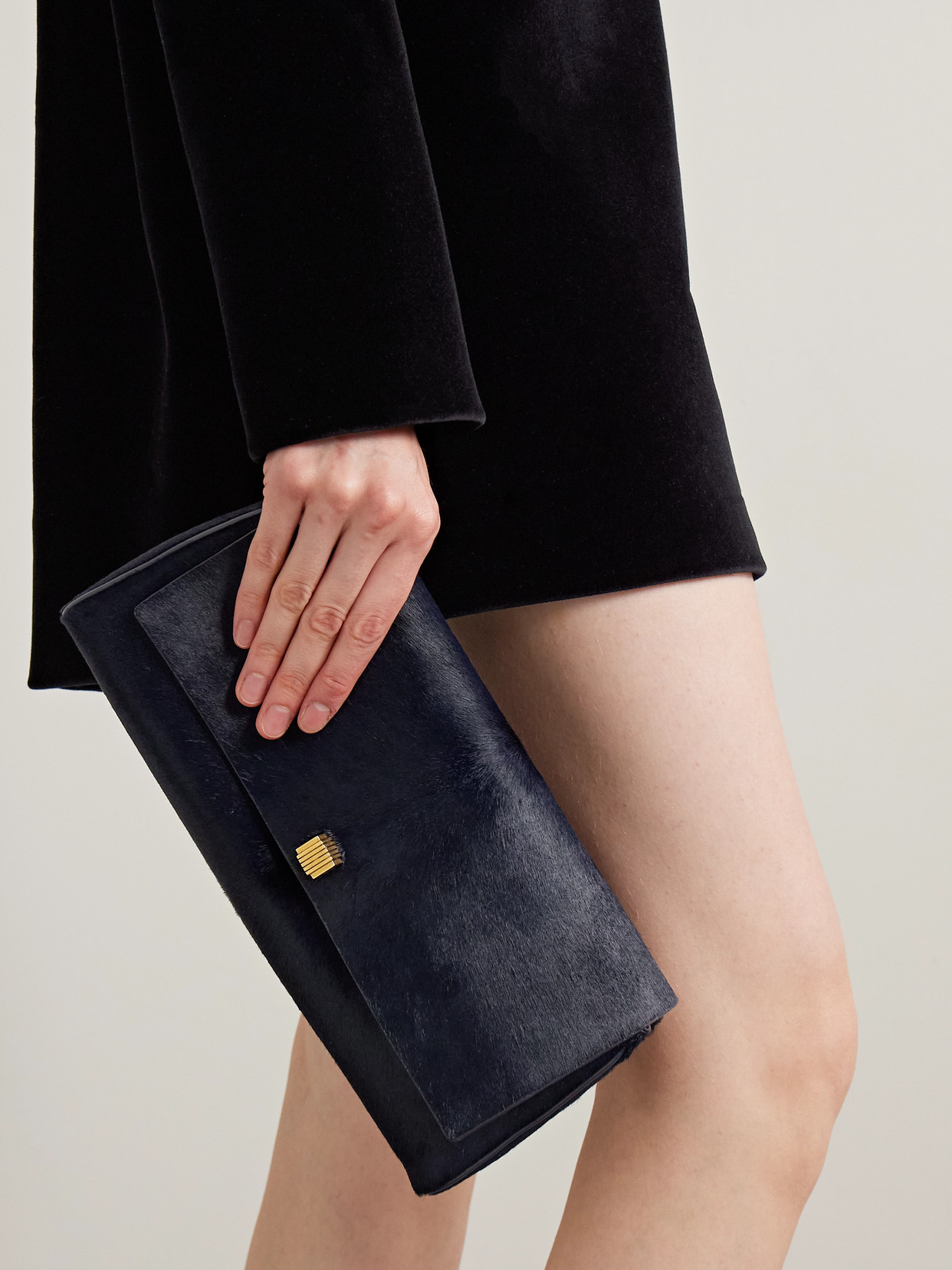 Audrey Calf Hair Clutch - Blue