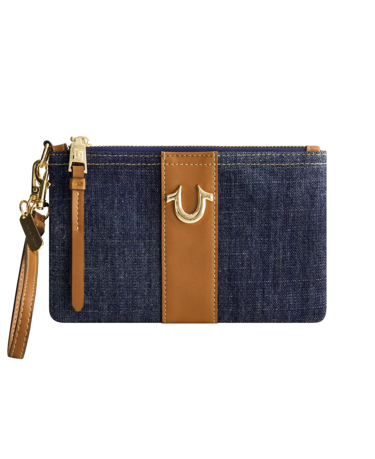 Horseshoe Denim Wristlet Pouch - Dark denim