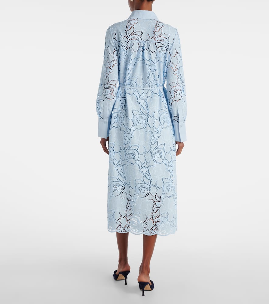 Laser-cut cotton shirt dress