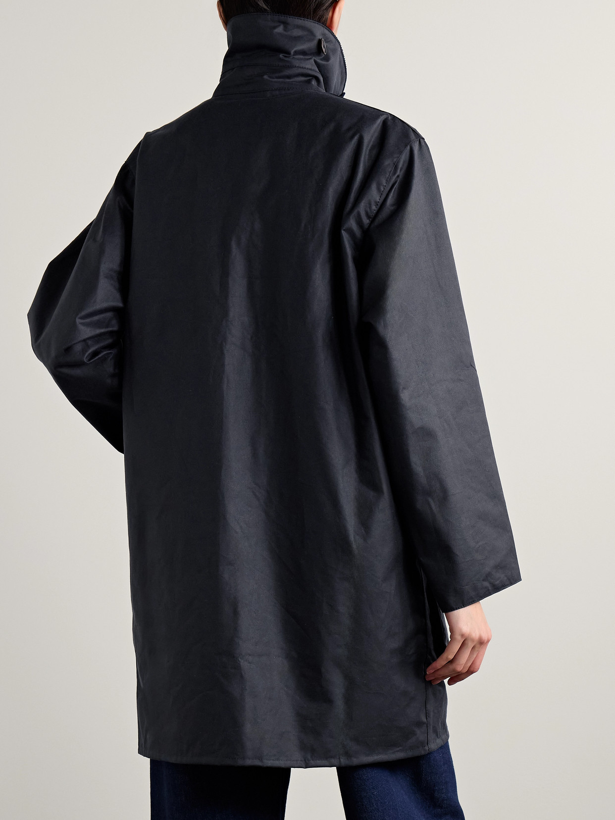 + The Edit By Alexa Loren Corduroy-trimmed Waxed-cotton Jacket - Blue
