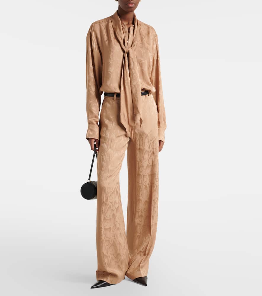 Silk-blend wide-leg pants