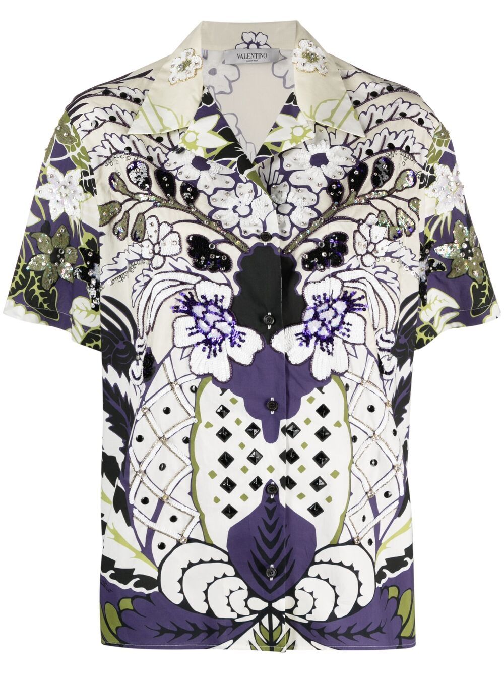 Valentino Garavani Arazzo-print sequined shirt - Neutrals