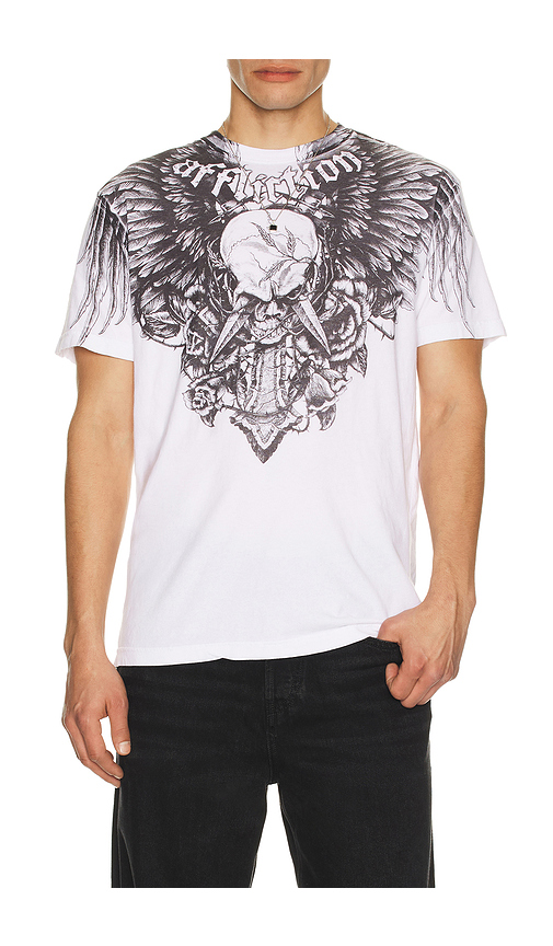 Affliction Crossed Over Tee in White. L also in XL/1X