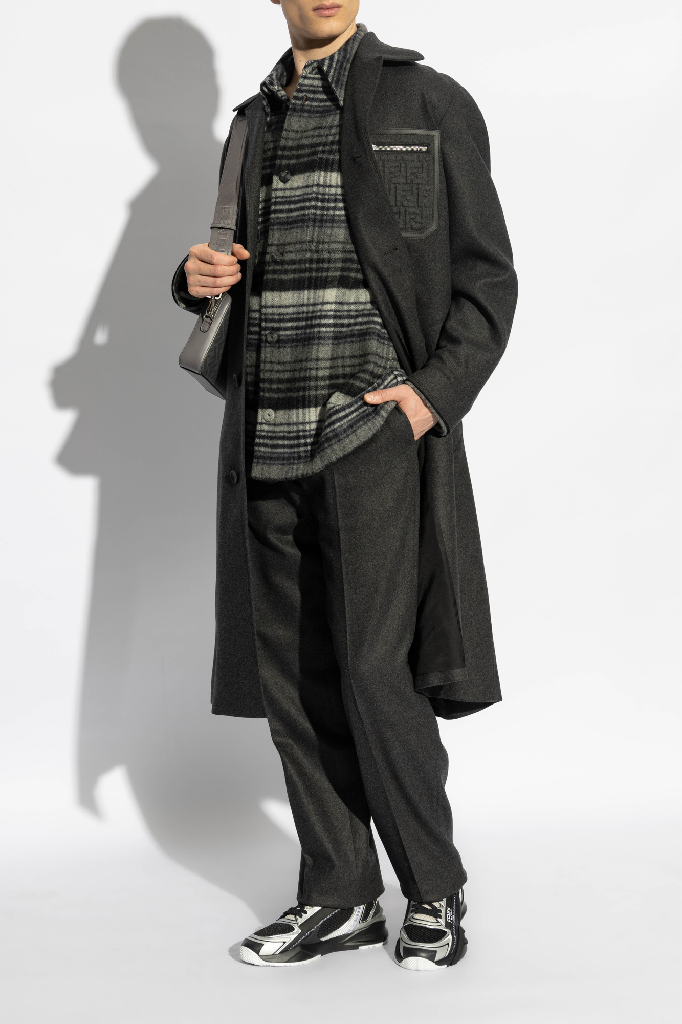 Flannel Wool Shirt, Men's, Grey