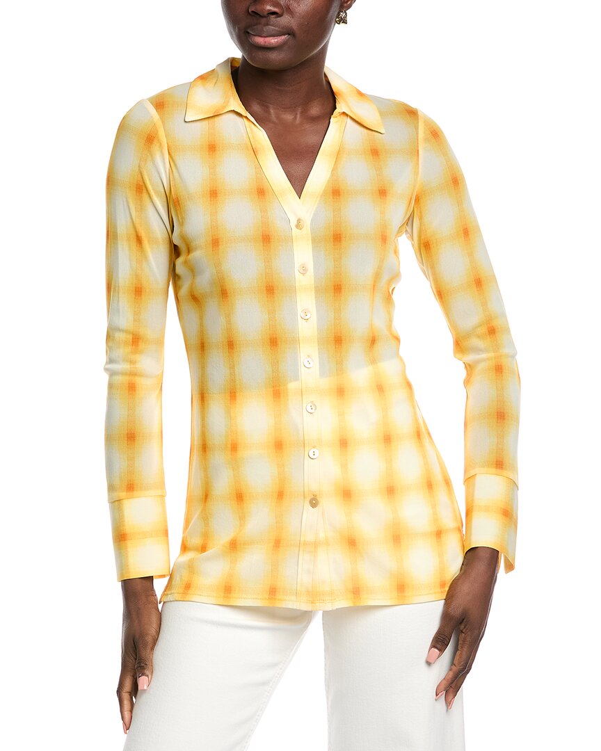 Ombre Plaid Mesh Button Down Shirt