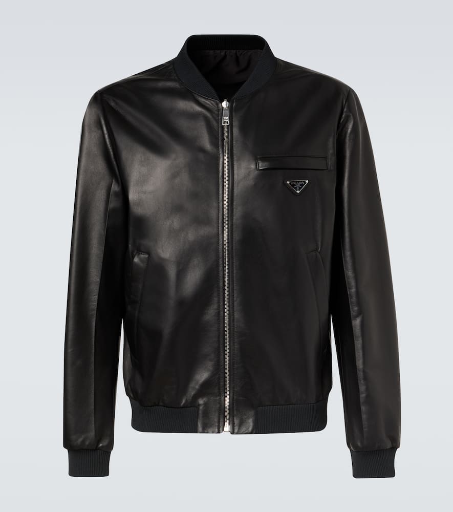 Leather bomber jacket