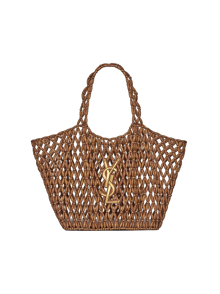 Women's Icare Medium Totes in Wood Beads - Light Wood And Brick