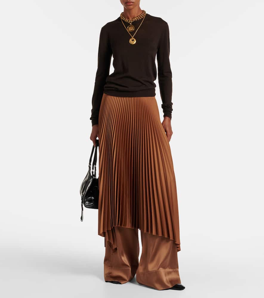 Ade plissé asymmetric crêpe midi skirt