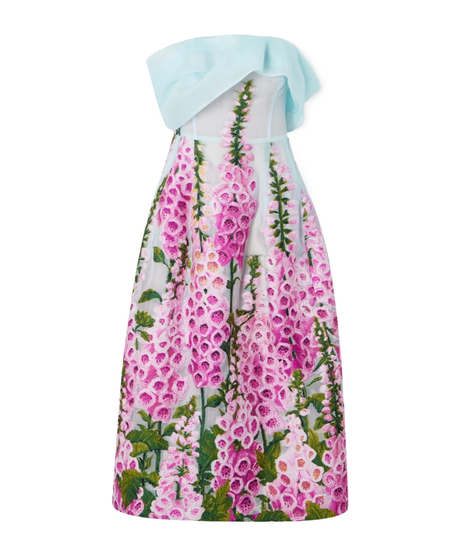 Floral-appliquéd organza midi dress