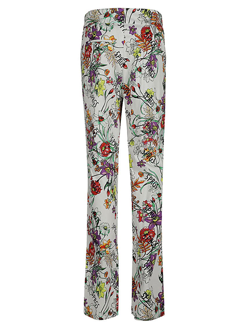White Printed Cotton Trousers