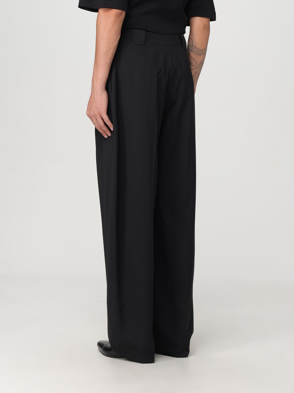 Pleated wide-leg trousers - Black