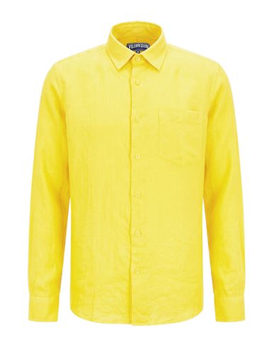 Man Shirt Yellow Size S Linen