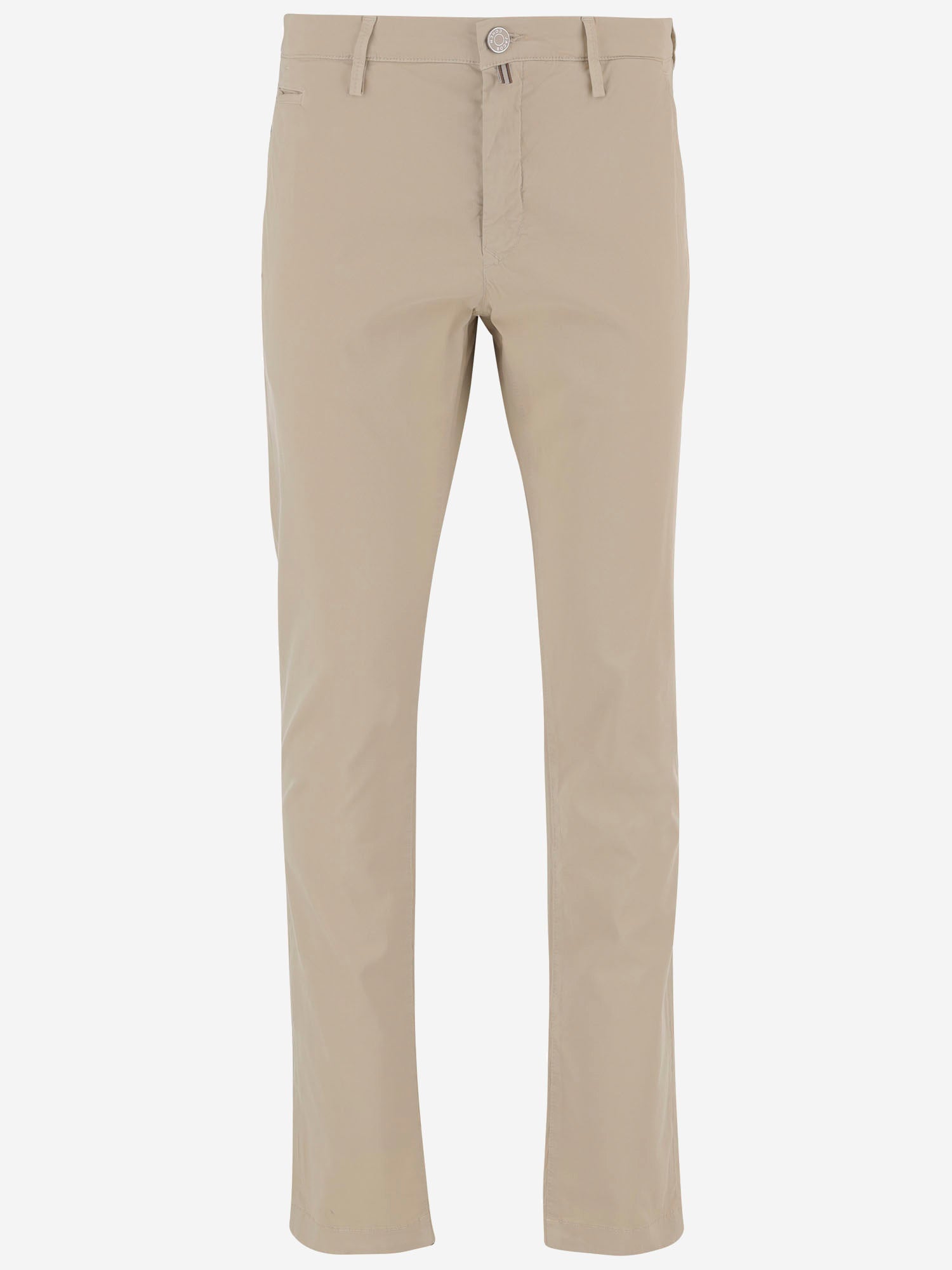 Stretch Cotton Blend Trousers — Beige