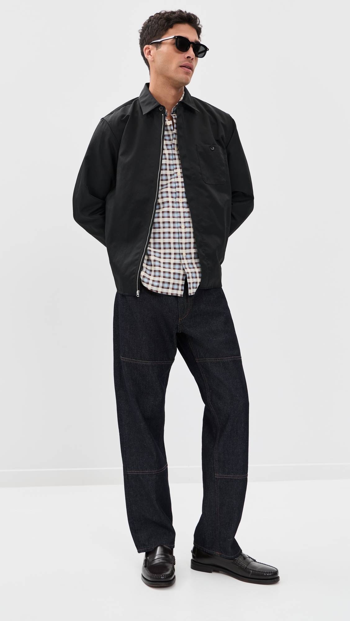 Karl Nylon Zip Shirt Jacket Black