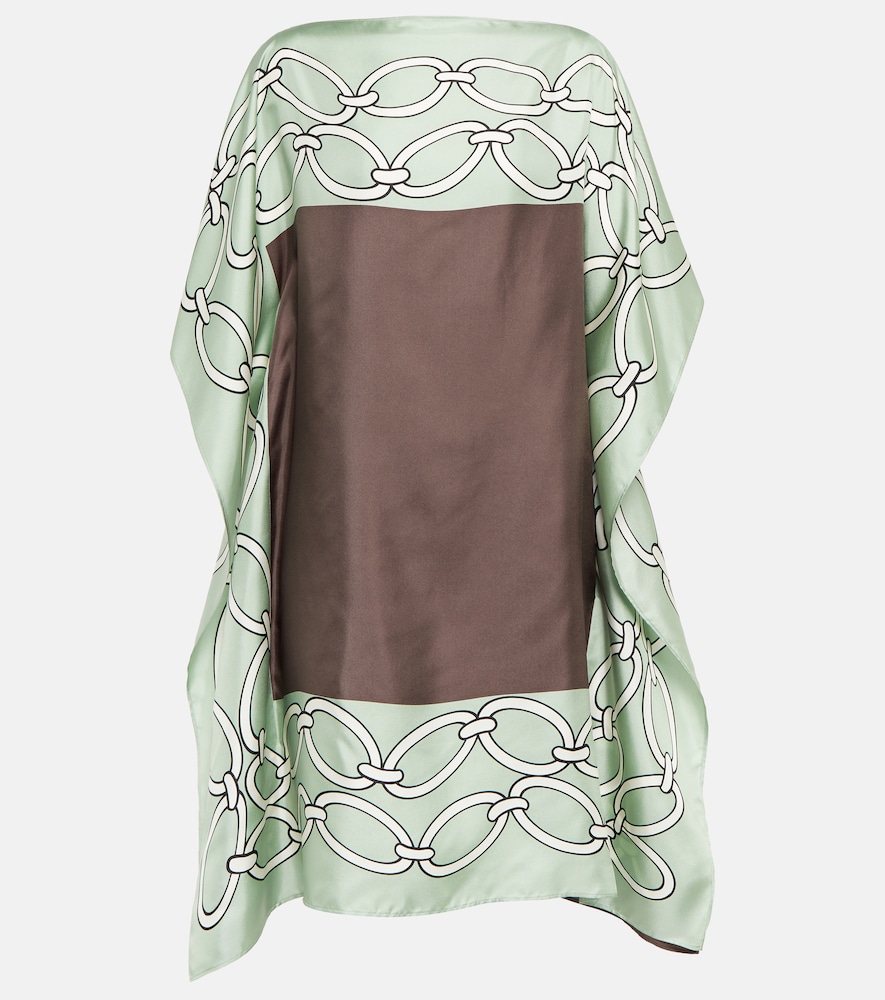 Chain-print silk kaftan dress