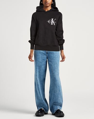 Woman Sweatshirt Black Size S Cotton, Elastane